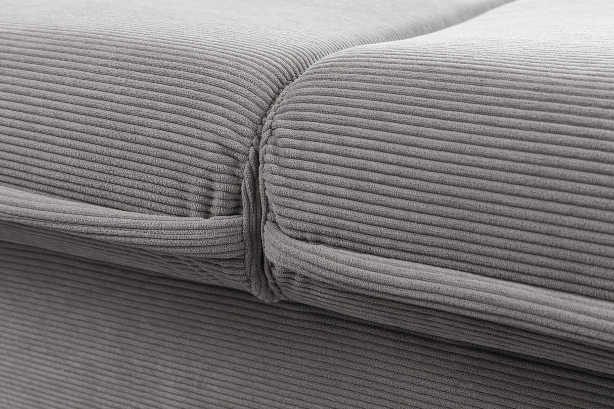 Sofa bed APARTMENT 215cm 3-seater cord grey w/ storage space