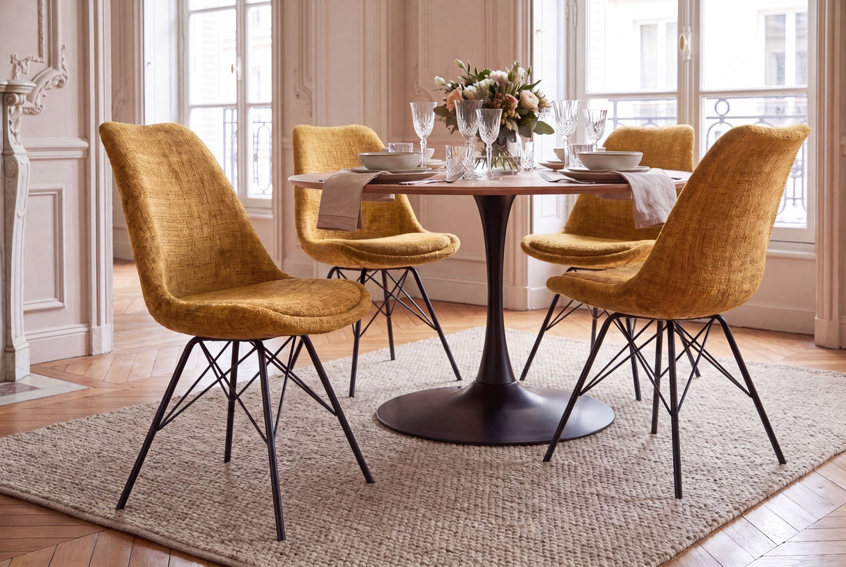 Chair SCANDINAVIA MEISTERSTÜCK textured fabric mustard yellow