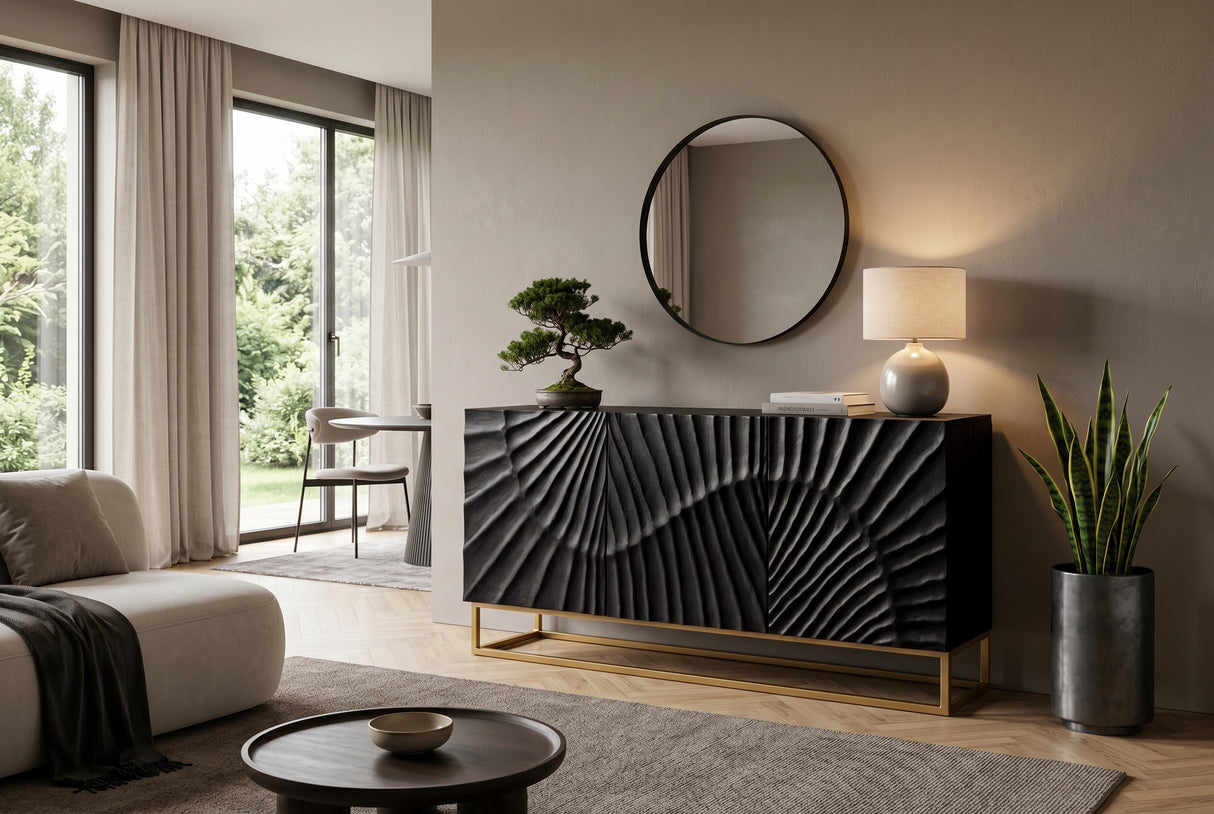Sideboard SCORPION 140cm 3D mango schwarz