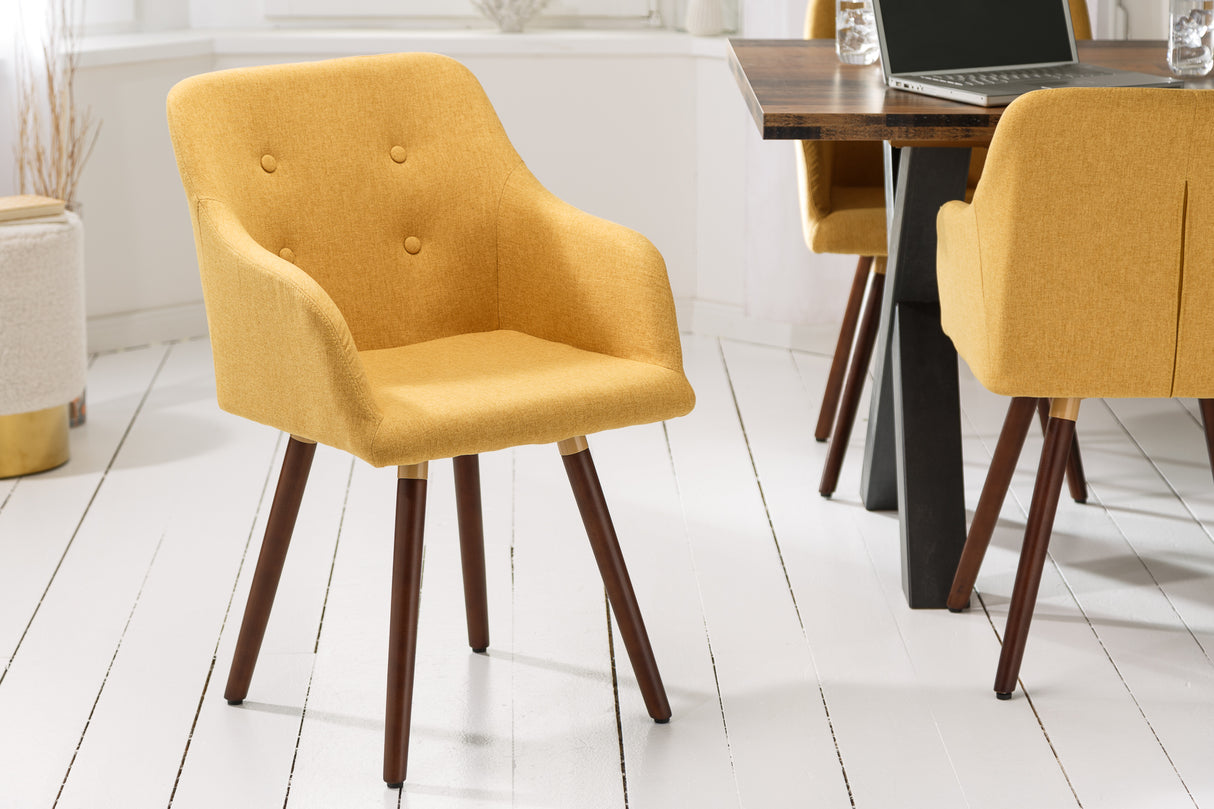 Chair SCANDINAVIA MASTERPIECE textured fabric mustard yellow