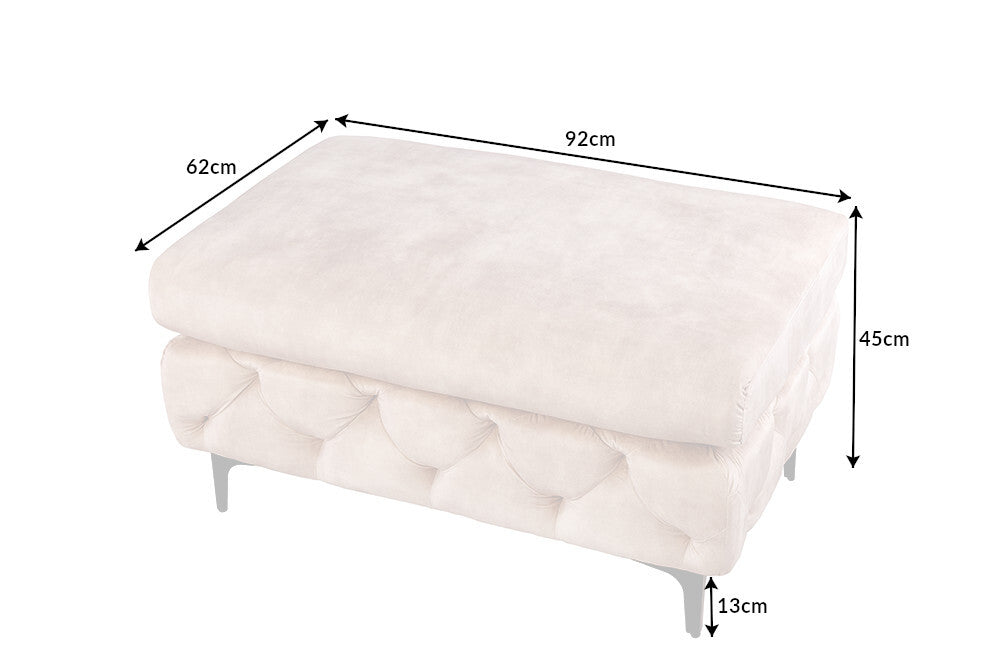 Hocker MODERN BAROCK 90cm Samt champagner im Chesterfield-Stil