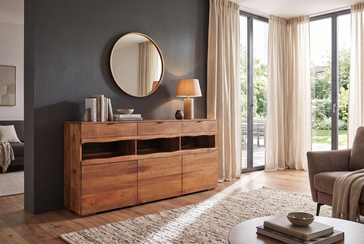 Sideboard GRAND MANGO 180cm mango wood brown w/ remote-controlled LED light