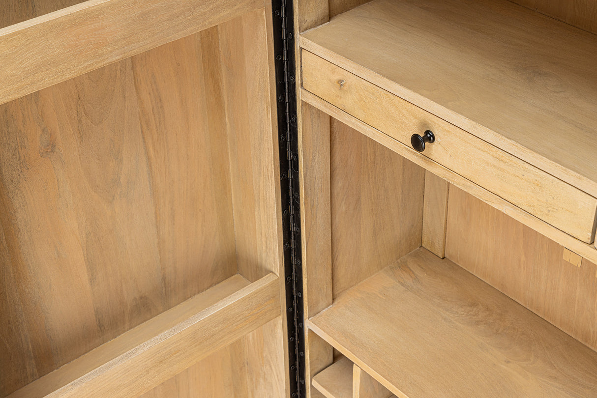 Bar cabinet ART DECO 140cm 3D mango wood whitewashed