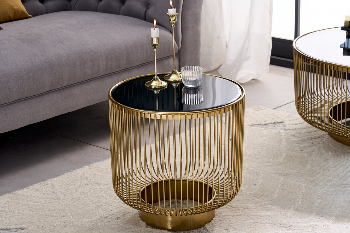 Coffee table VARIATION 40cm gold with black glass