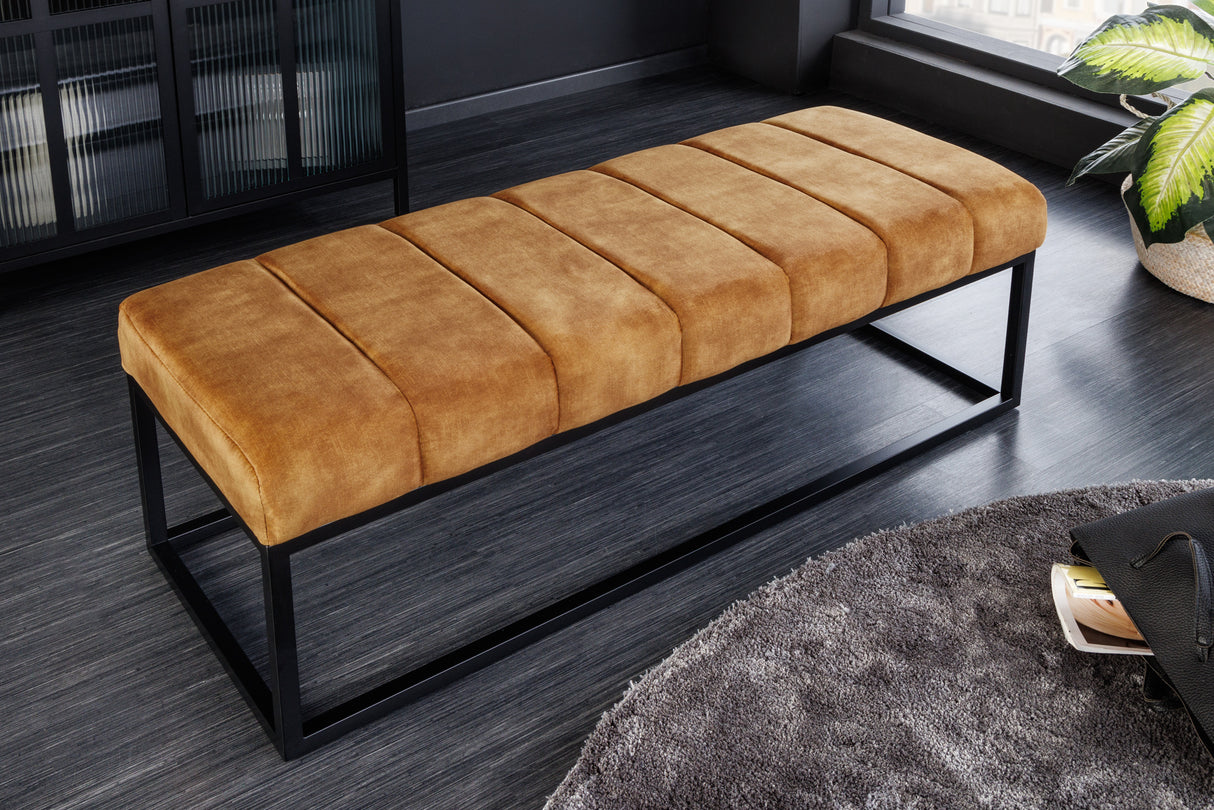 Bench PETIT BEAUTÉ 110cm velvet mustard yellow