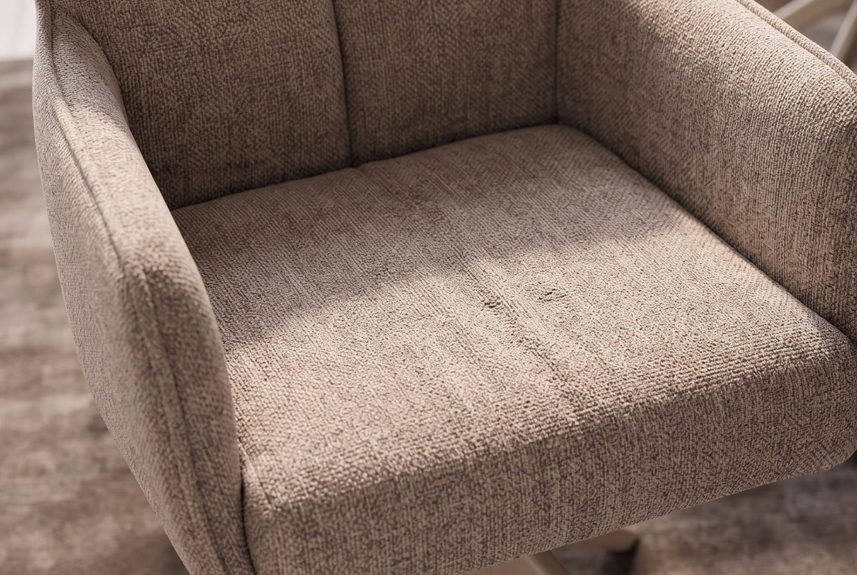 Drehstuhl LUGANO 360° Auto-Return-Funktion mit Armlehnen 150 Kg Belastbarkeit Chenille-Tweed taupe