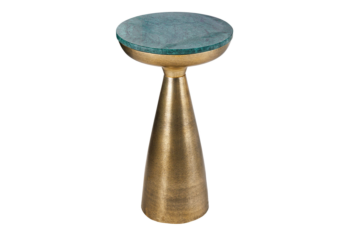 Beistelltisch ELEMENTS 55cm gold mit abnehmbarer Marmorplatte grün