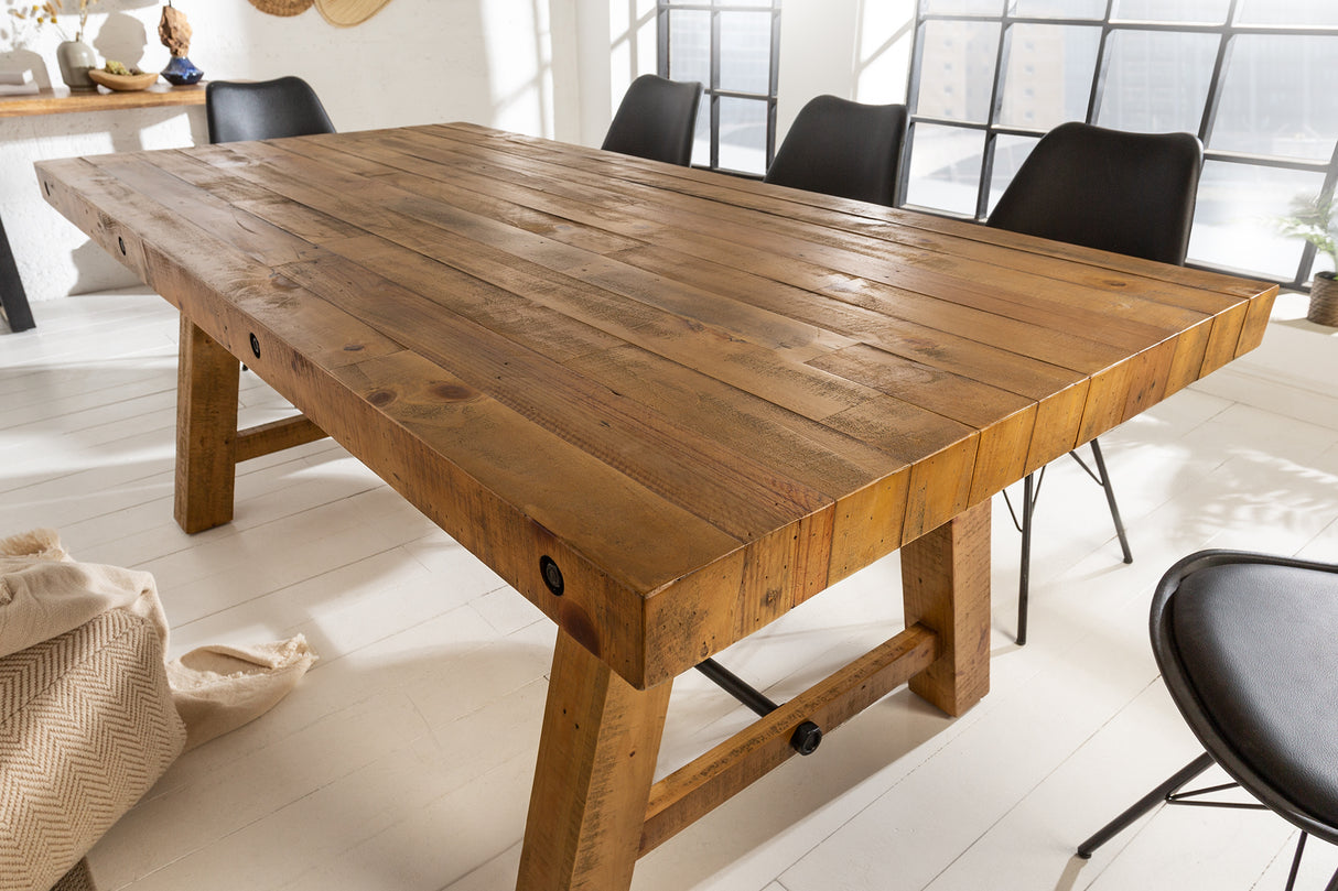 Dining table FINCA 200cm pinewood vintage brown