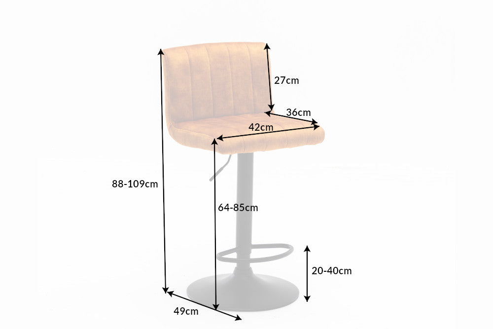 Barhocker PORTLAND 88-109cm Samt senfgelb