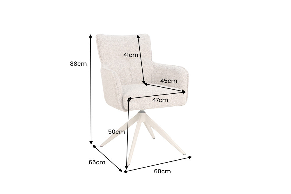 Drehstuhl LUGANO 360° Auto-Return-Funktion mit Armlehnen 150 Kg Belastbarkeit Chenille-Tweed taupe