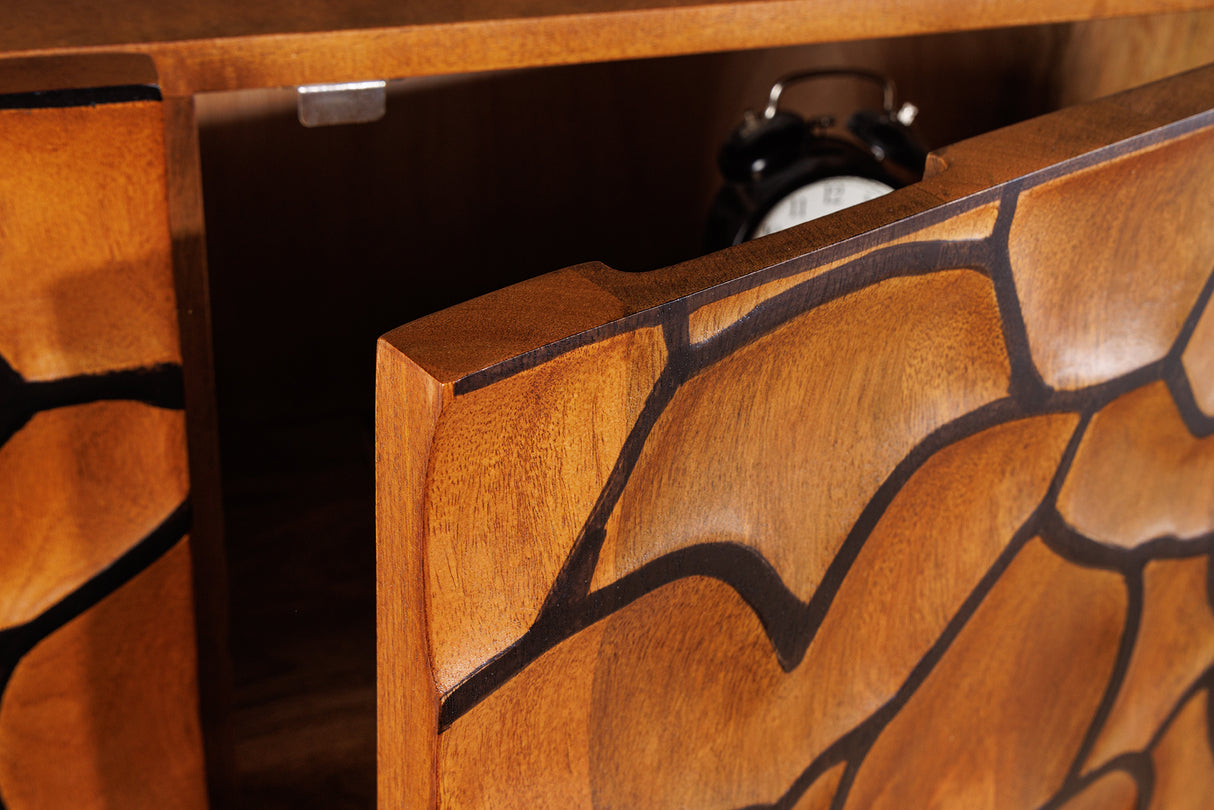 Highboard VULCANO 120cm 3D mosaic mango wood brown