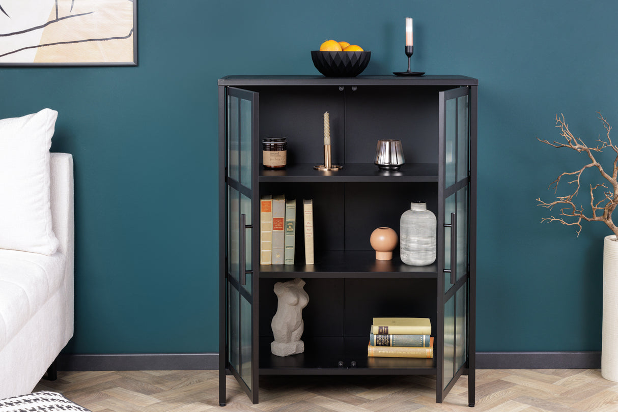 Display case DURA STEEL 102cm ribbed glass black