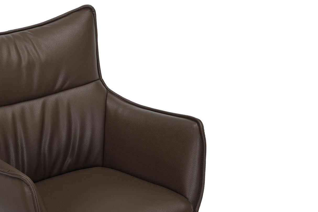 Drehstuhl VOGUE 360° mit Armlehnen Kunstleder braun mit Metallgestell schwarz