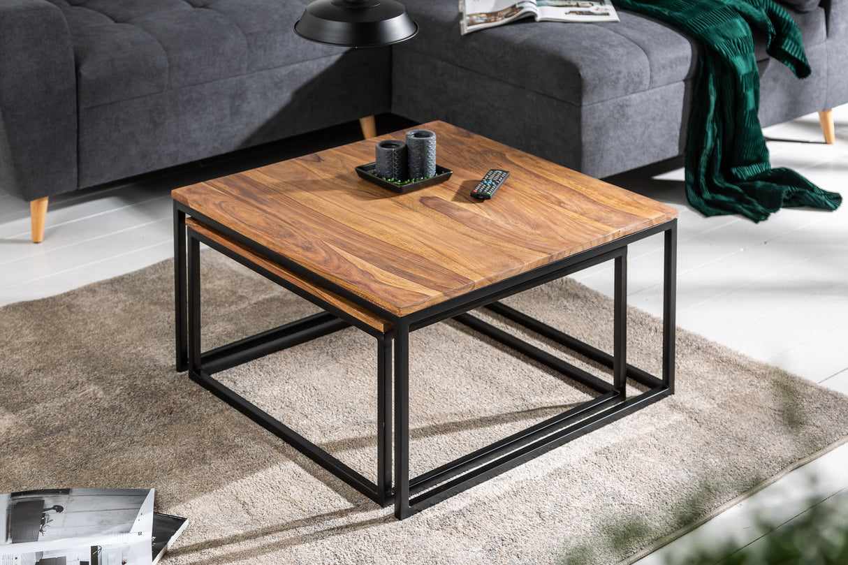 Couchtisch ELEMENTS 55-65cm 2er Set Sheesham Holz