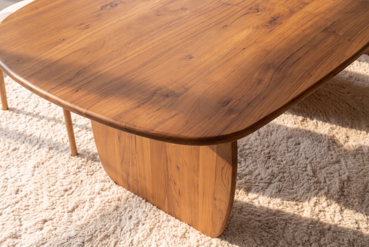 Dining table SCULPTURA 240cm oval sculptural frame acacia wood brown