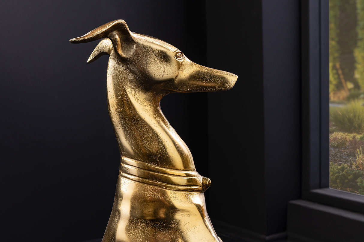 Skulptur WINDHUND 70cm Aluminium gold
