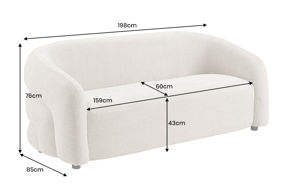 Sofa VOQUE 200cm 3-seater chenille grey