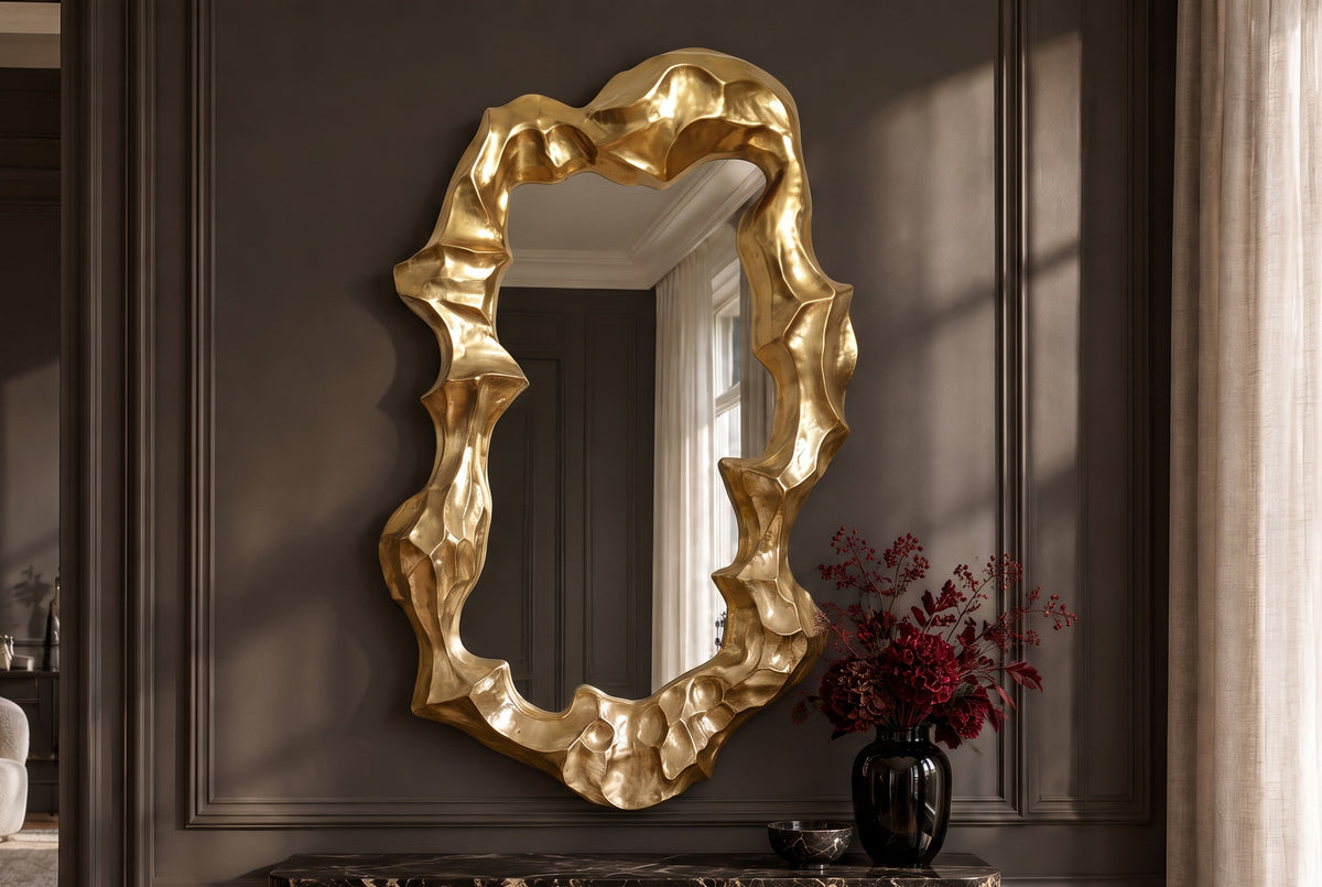 Wandspiegel VENETIA 150cm asymmetrische organische Form gold