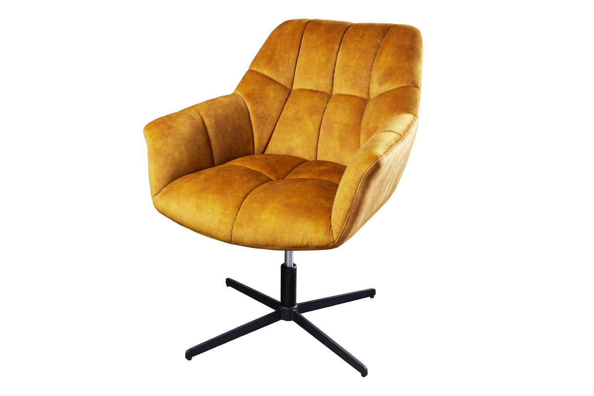 Armchair PAPILLON 83-90cm rotatable 360° velvet mustard yellow