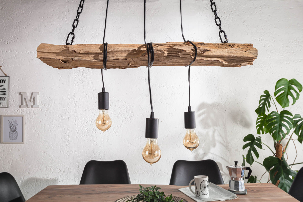 Pendant lamp BARRACUDA 70cm for 3 bulbs recycled wood