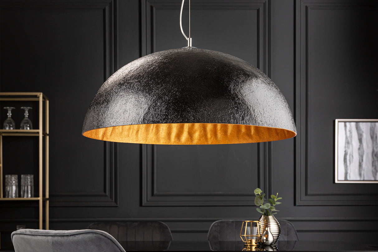 Pendant lamp GLOW 70cm fibre glass black gold