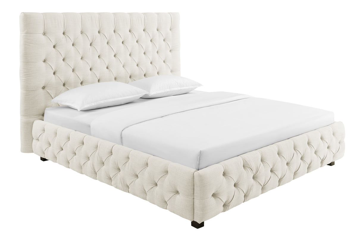 Bed PARIS CHESTERFIELD 180x200cm linen fabric beige