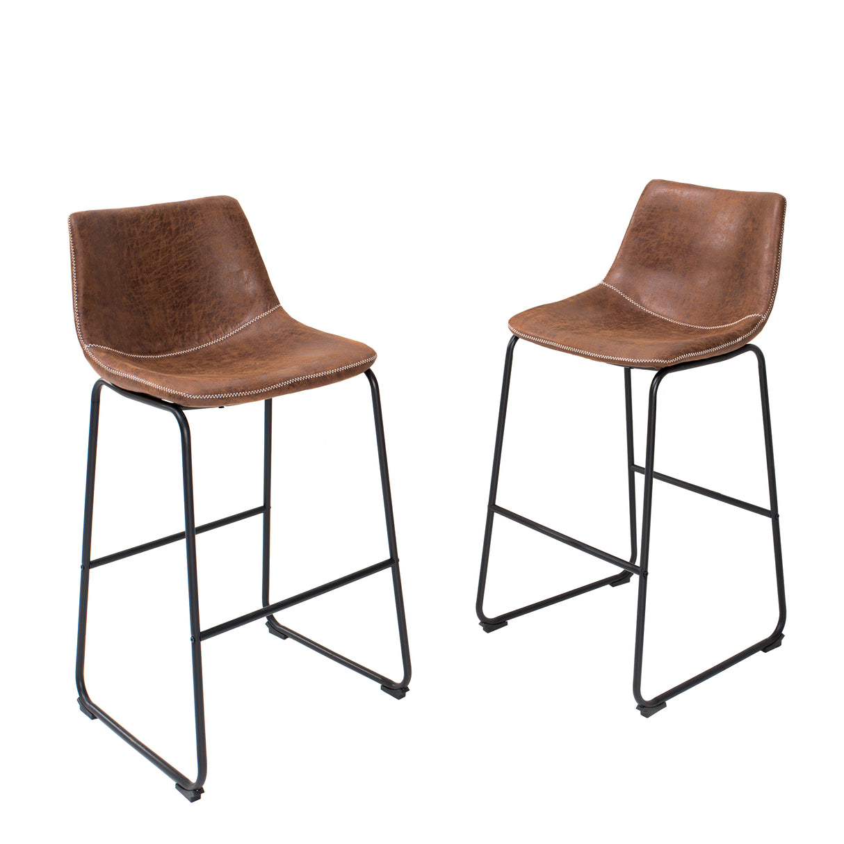 Barstuhl DJANGO Mikrofaser Vintage braun mit schwarzen Eisenbeinen