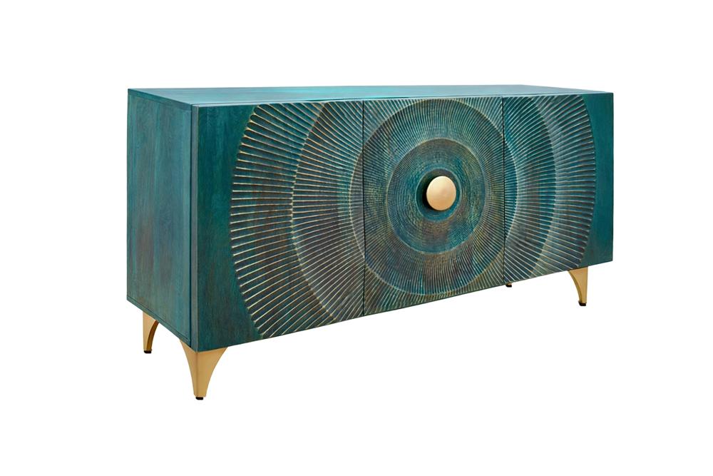Sideboard GOLDEN SUNSET 140cm 3D mango wood turquoise