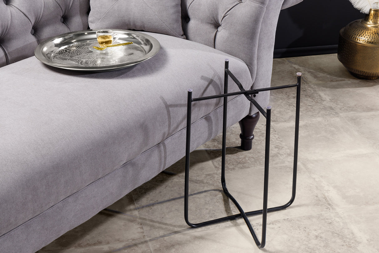 Beistelltisch CASABLANCA 50cm Antik Silber Hammerschlag Design abnehmbares Tablett