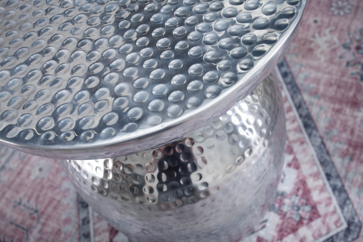 Beistelltisch ORIENT 50cm mit Hammerschlageffekt silber