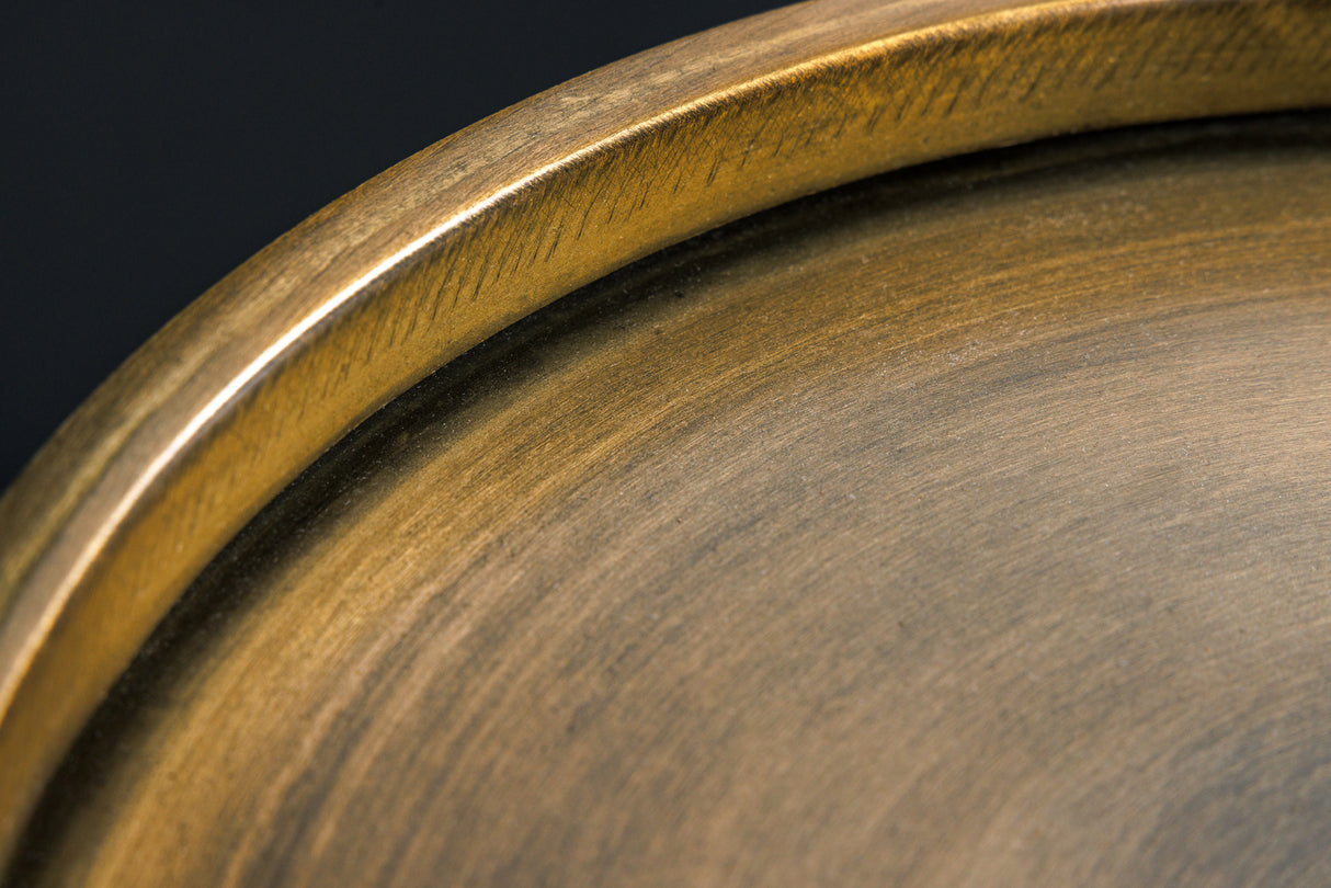 Beistelltisch TRAYFUL 60 cm Marmorsockel und antike Messingeisenplatte