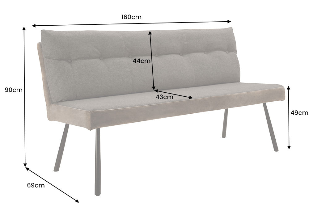 Bench BIG GEORGE 160cm flat woven fabric spring core velvet taupe brown