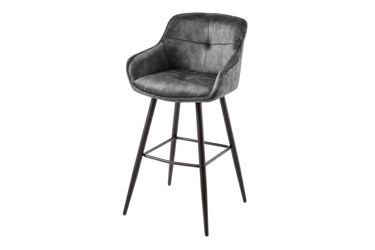 Bar chair EUPHORIA 74cm velvet grey
