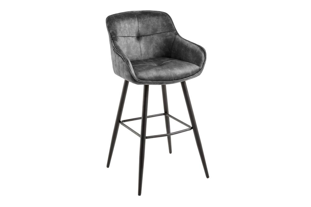 Barstuhl EUPHORIA 74cm Samt grau