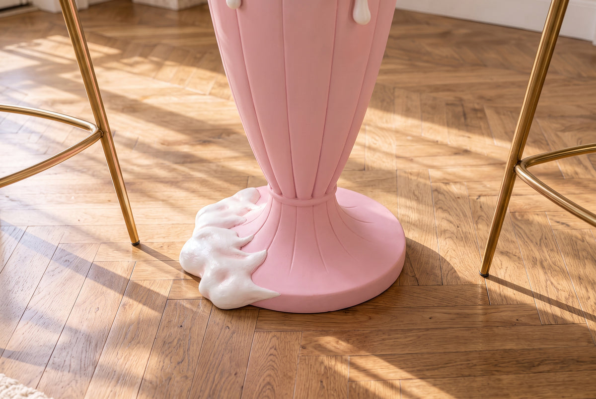 Bistrotisch SOFT POP 75cm pastellrosa mit magnetischer abnehmbarer Kirsche SWEET SOCIETY hauseigenes Design