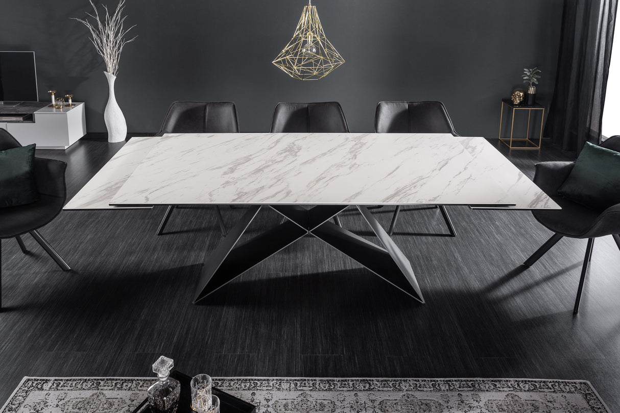 Dining table PROMETHEUS 180-260cm marble look white
