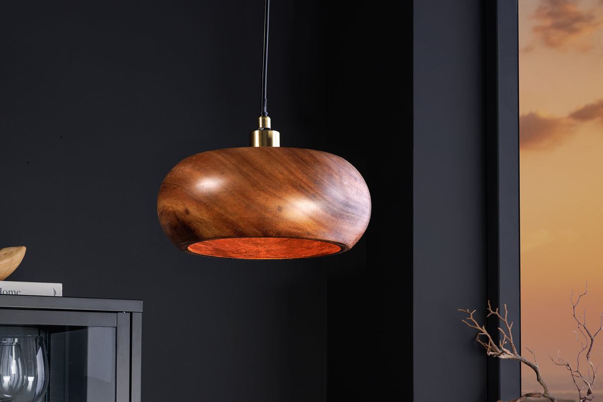 Pendant Lamp ALVA 25cm iron and acacia wood natural