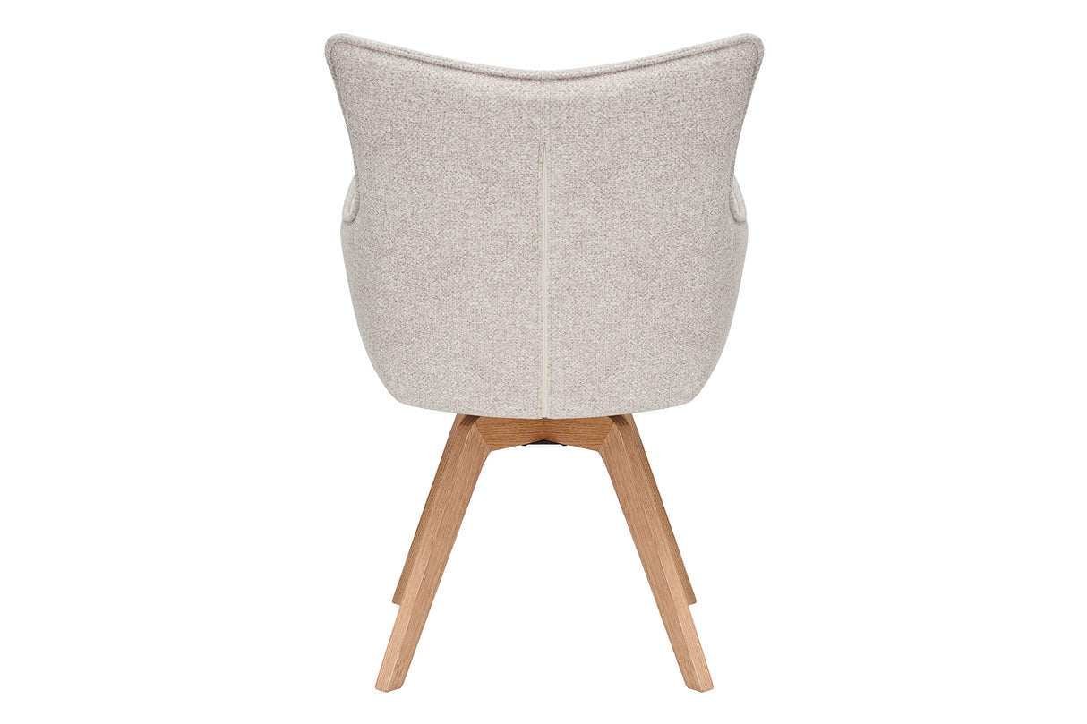 Drehstuhl VOGUE 360° drehbar Strukturstoff beige mit Eichengestell natur