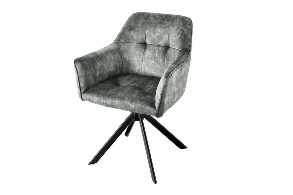 Swivel chair LOFT 180° with armrests velvet green