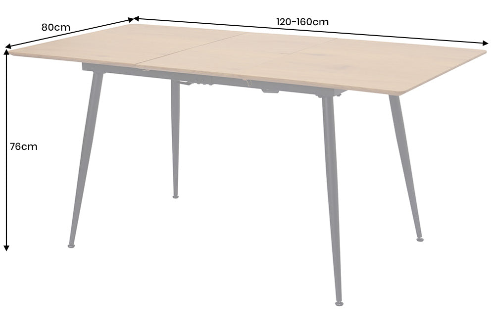 Dining table APARTMENT 120-160cm extendable natural wild oak wood look