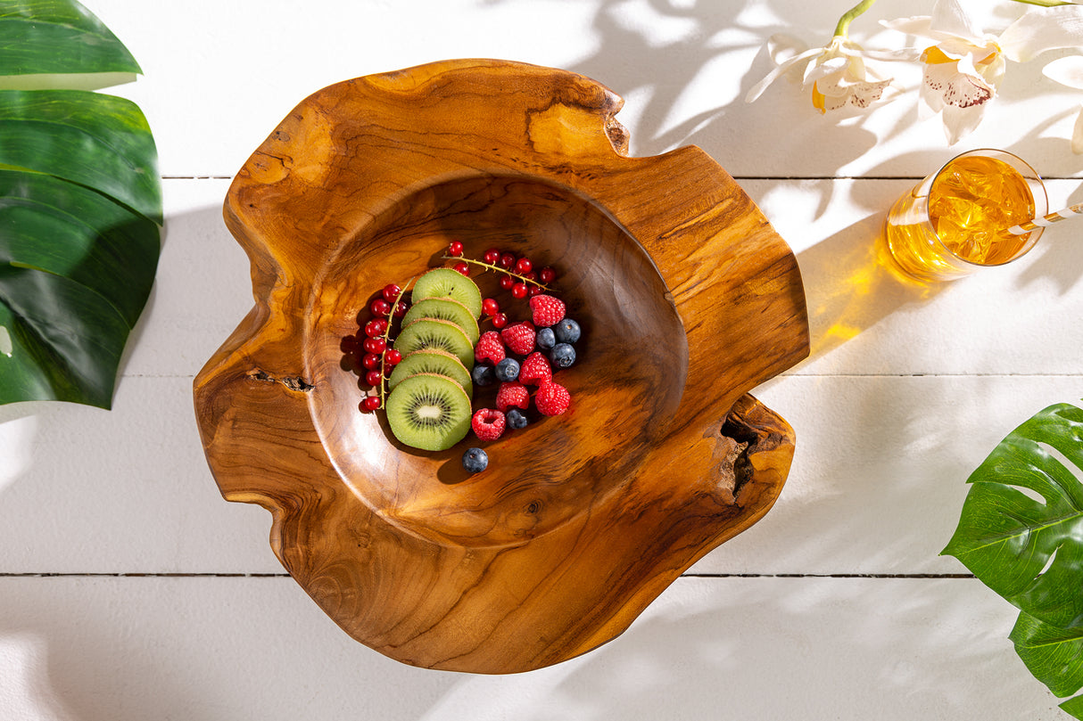 Root wood bowl 40cm teak wood natural