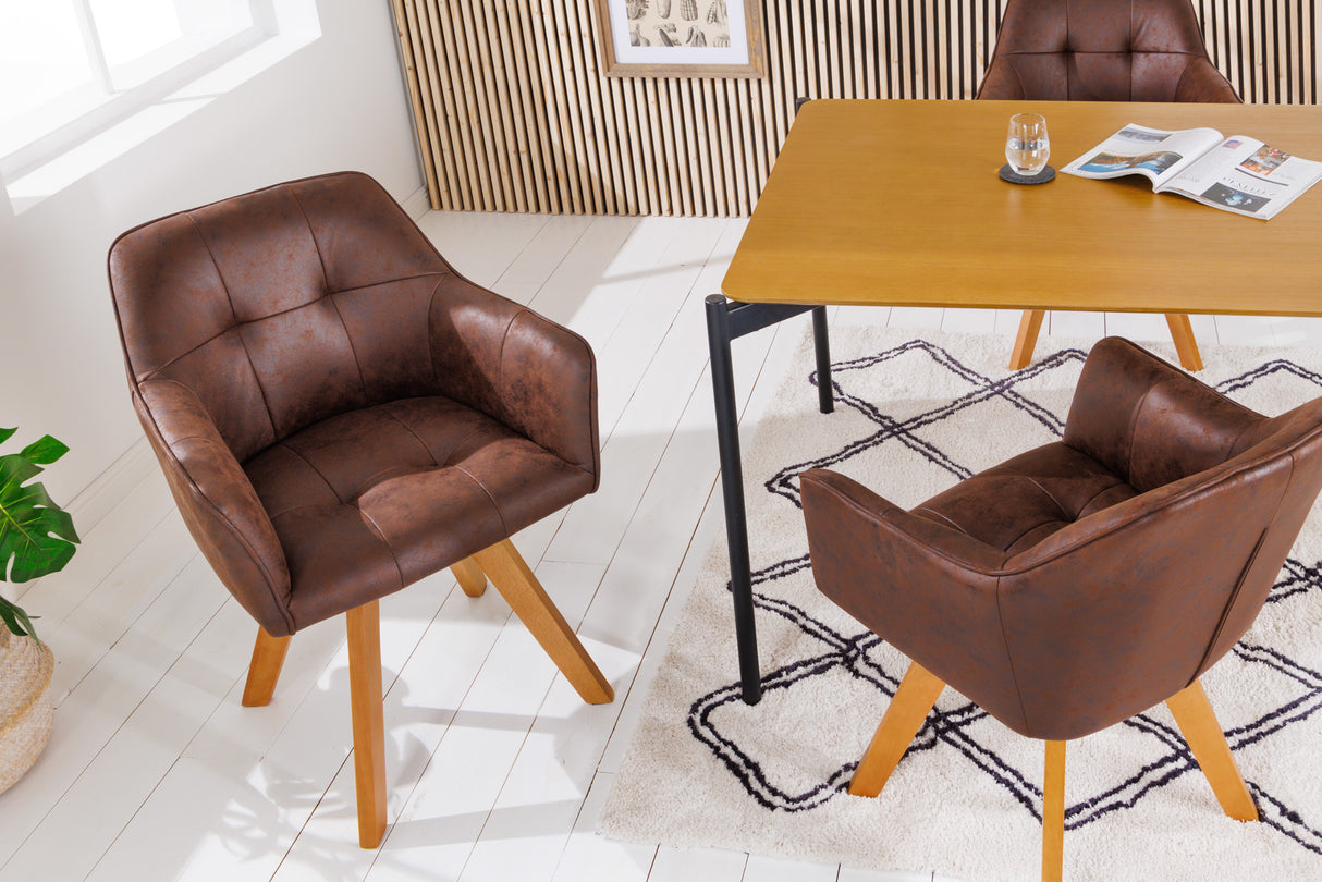 Swivel chair LOFT 180° with armrests microfibre antique brown