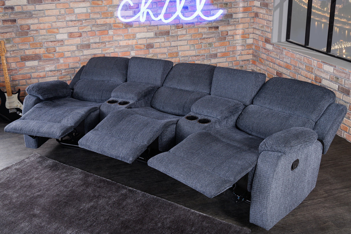 Cinema armchair HOLLYWOD 3-seater textured fabric grey