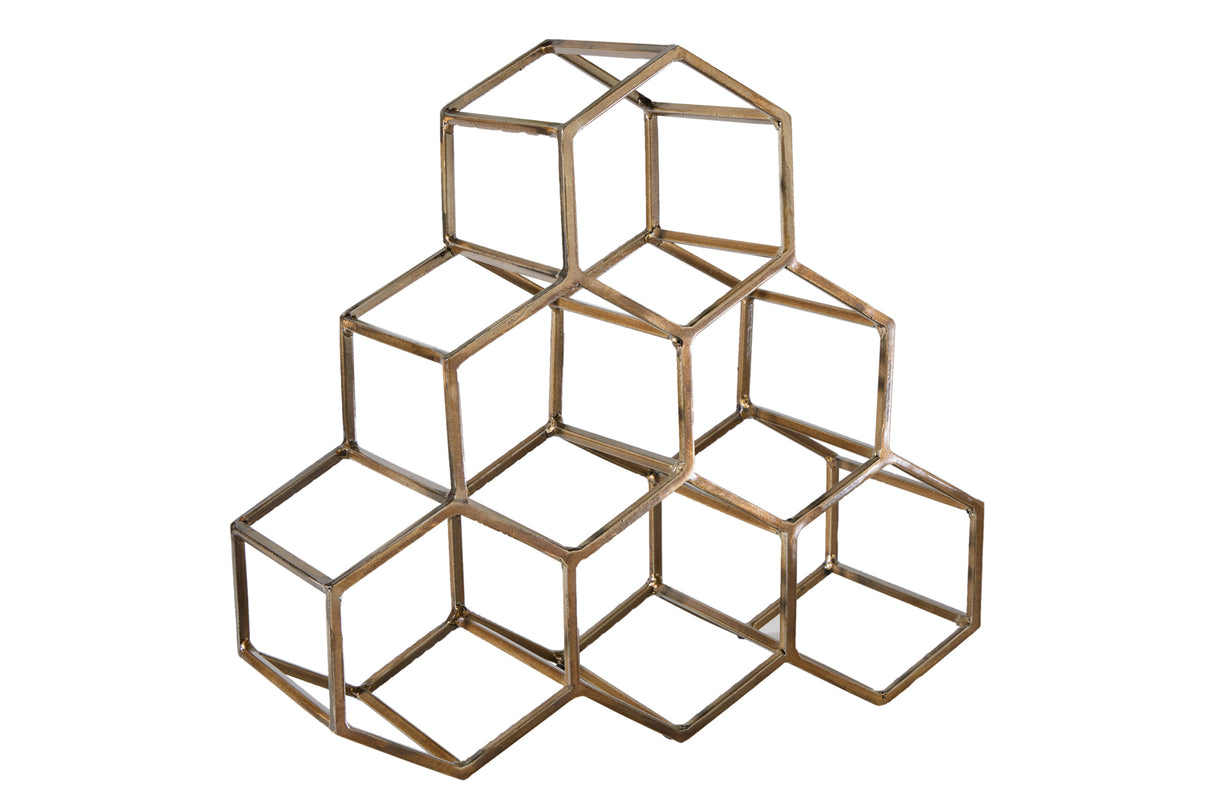 Wine shelf HONEYCOMB 35cm for 6 bottles gold