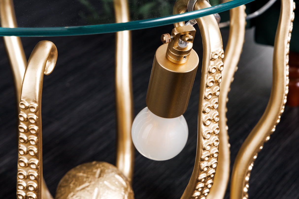 Beistelltisch OCTOPUS 50cm mit Lampe gold