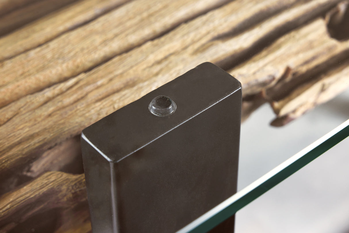 Console BARRACUDA 150cm recycled teak wood with tempered glass plate