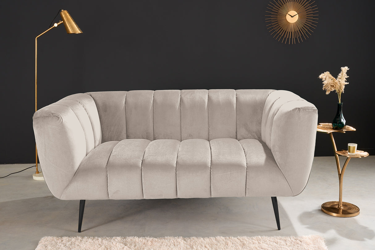 Sofa NOBLESSE 165cm 2-seater textured velvet champagne w/ black feet