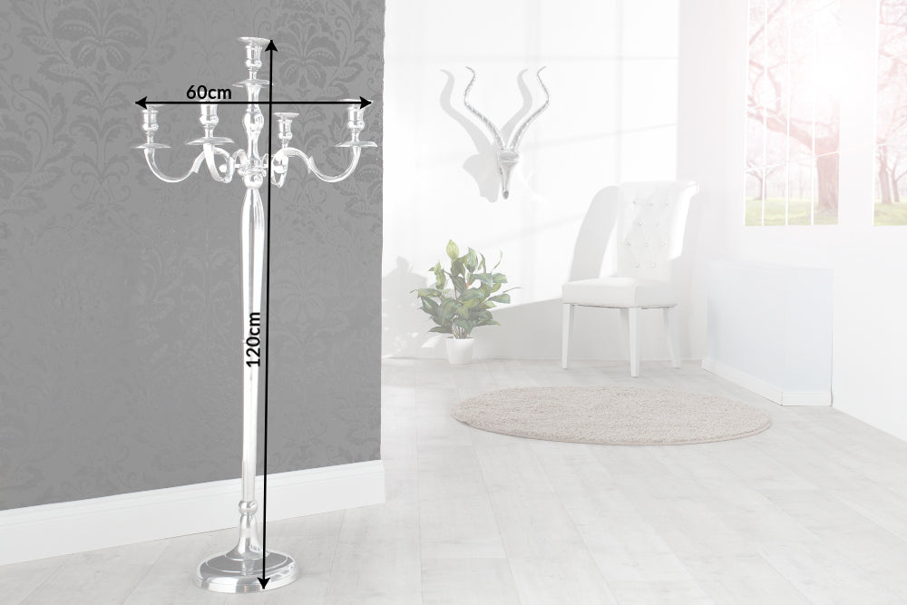 Candleholder MODERN BAROCK 120cm 5-armed silver