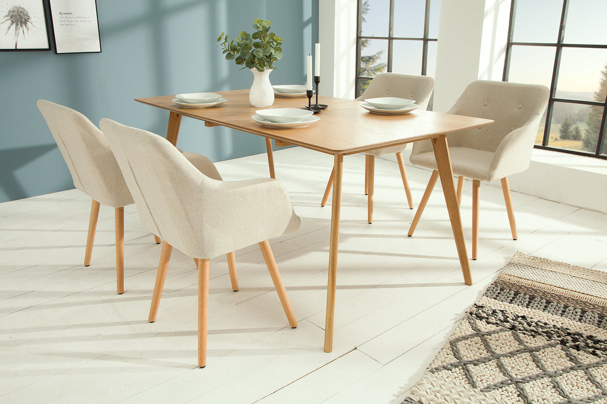 Chair SCANDINAVIA with armrests structured fabric natural