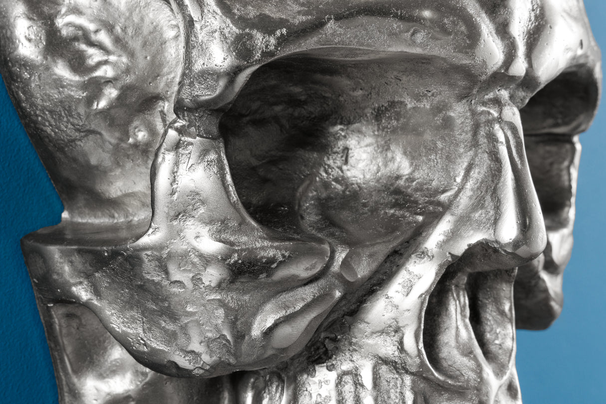 Wall decoration sculpture SKULL 40cm silver aluminium